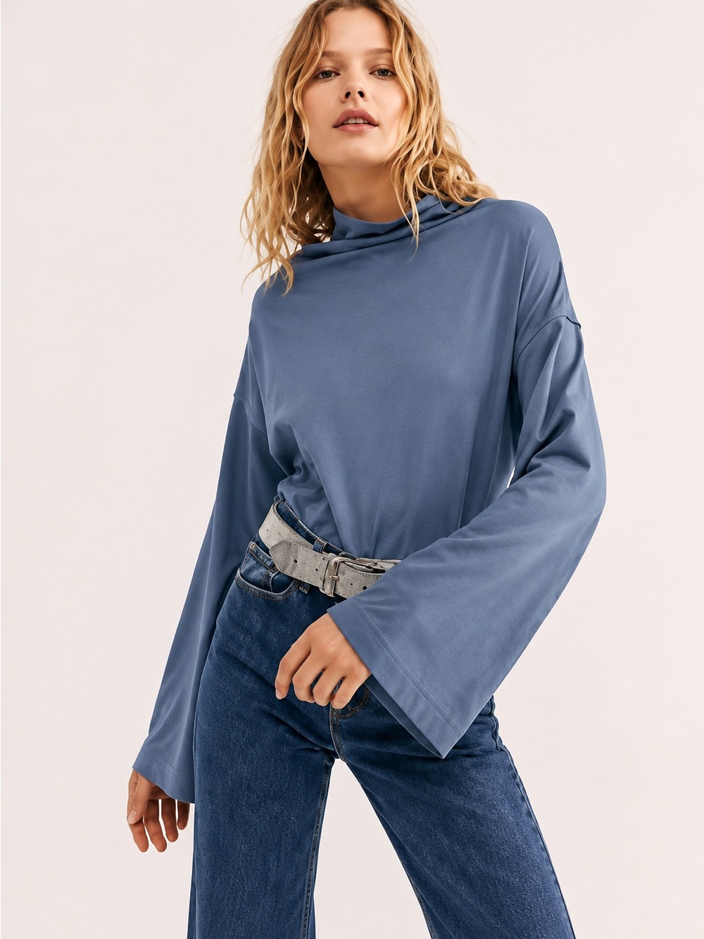 We The Free Slate Blue 100% Cotton Supernova Dolman Sleeve Top (370)